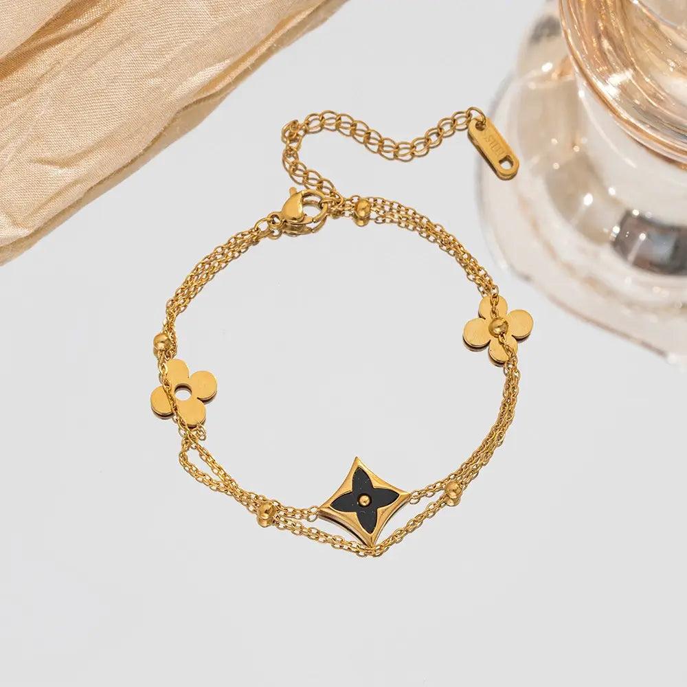 Floral Clover Charm Bracelet
