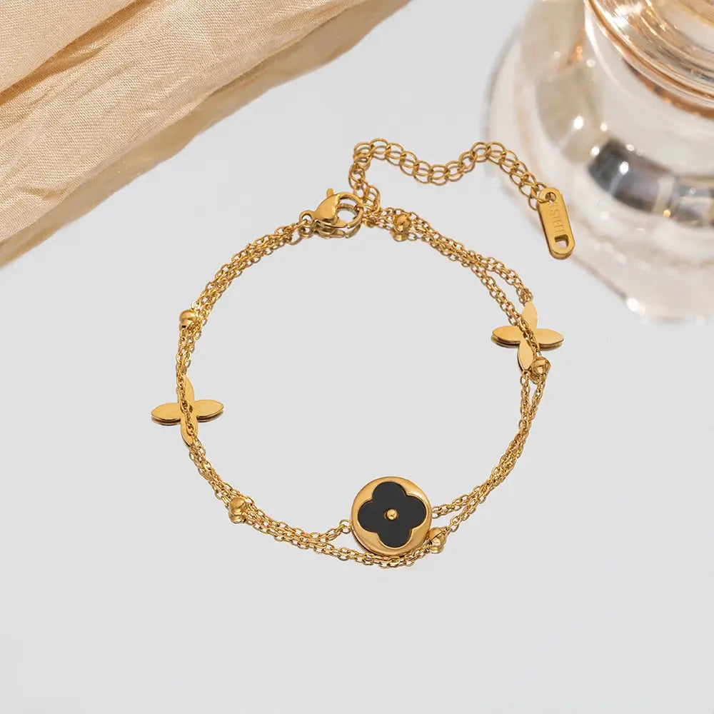 Floral Clover Charm Bracelet